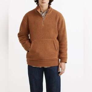 MADEWELL Men's Warm Coffee (RE)SOURCED Sherpa Half-Zip Sweatshirt Size Medium